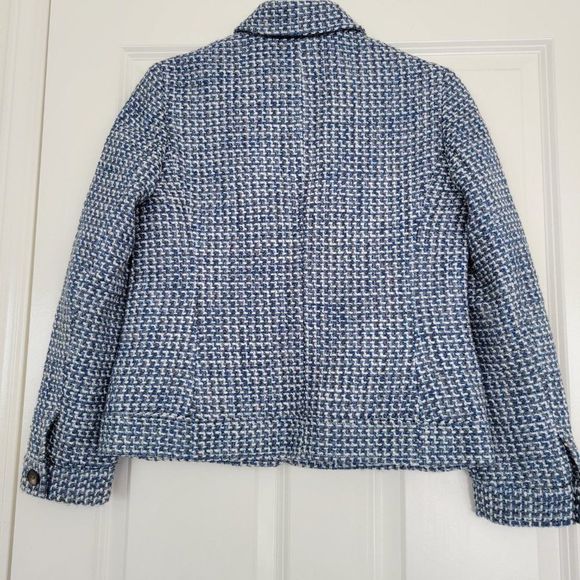 COPY - Talbots petite tweed blazer suit jacket size 4P blue white . - Picture 5 of 11